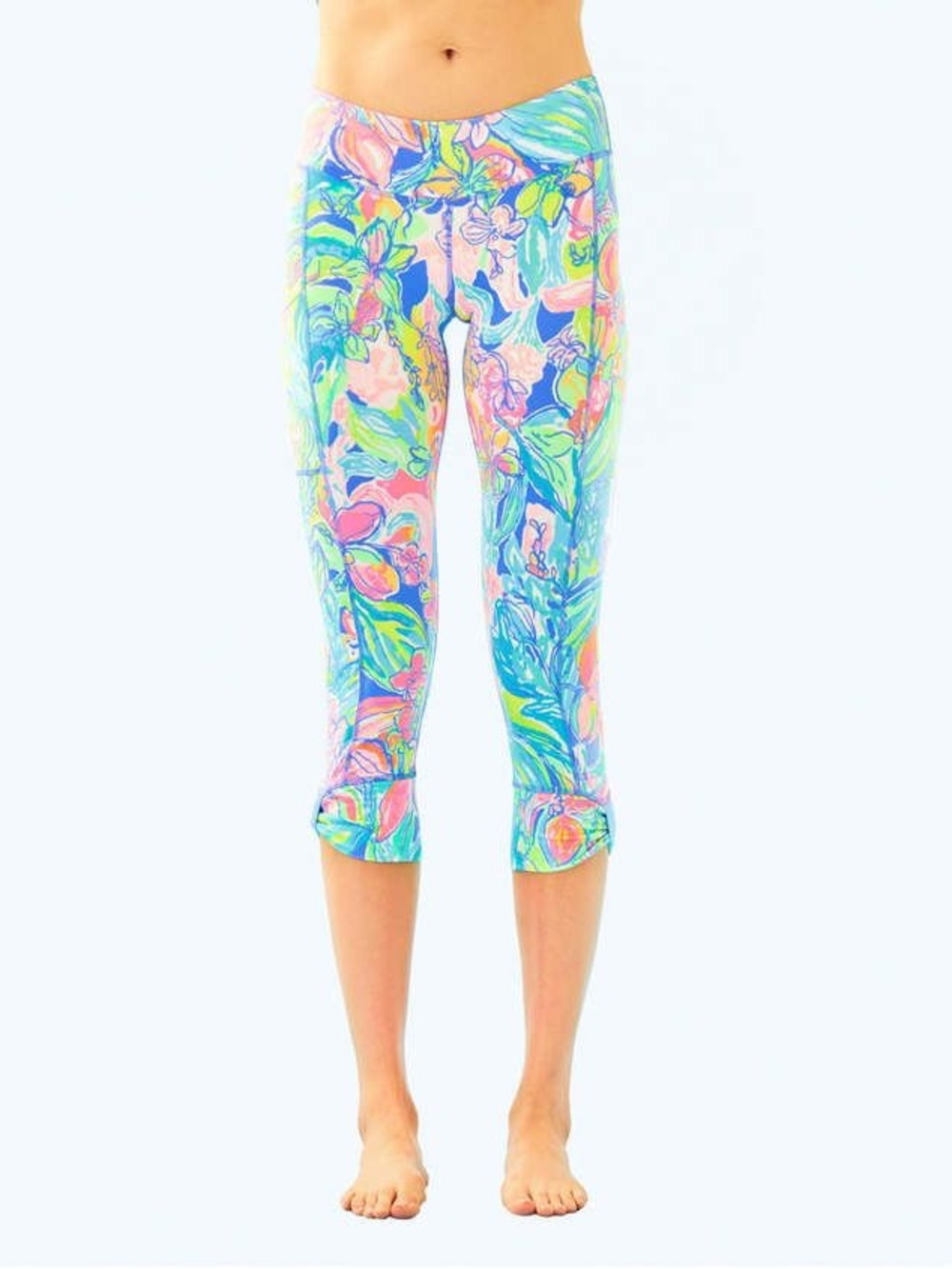 Lilly Pulitzer Capri Leggings in Neon Floral Blue Pink Green